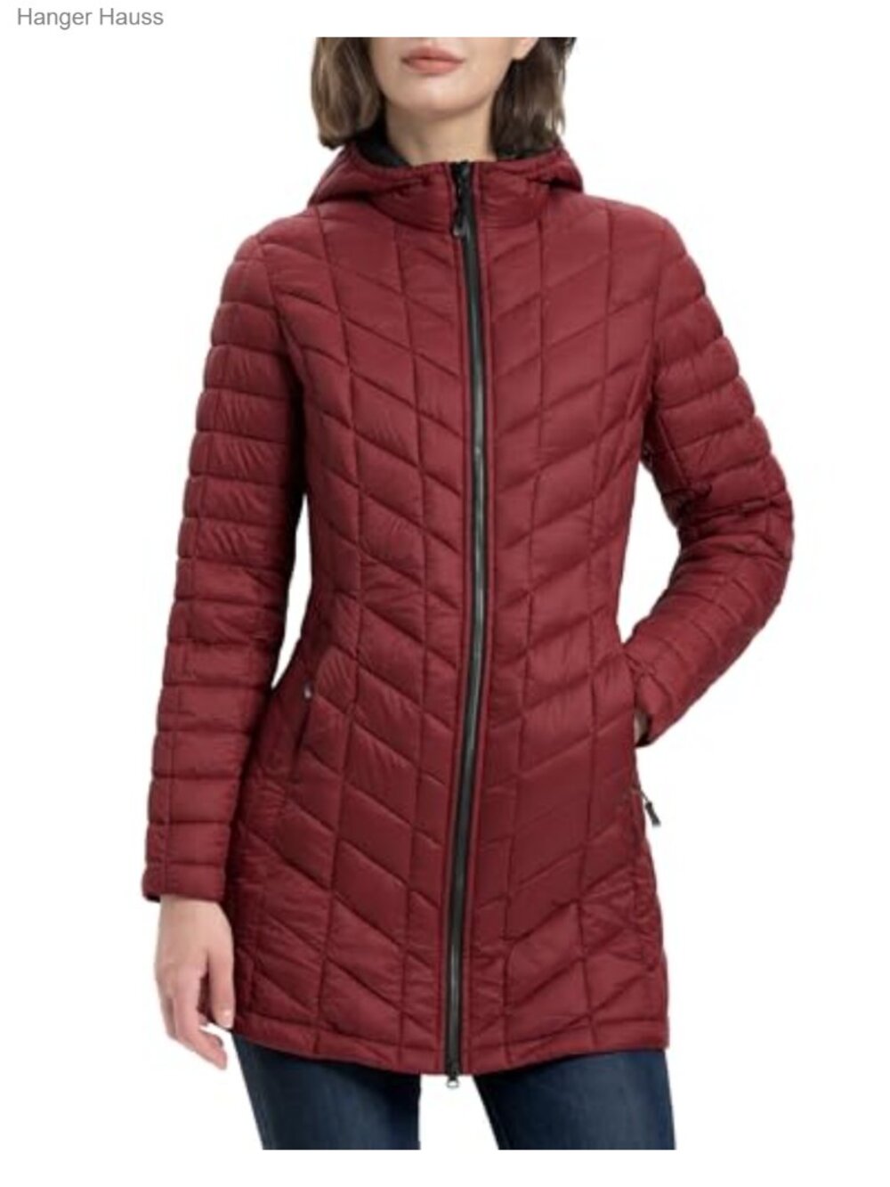 Women's Long Puffer Jacket with Hood, Windproof, Packable, Thermolite,